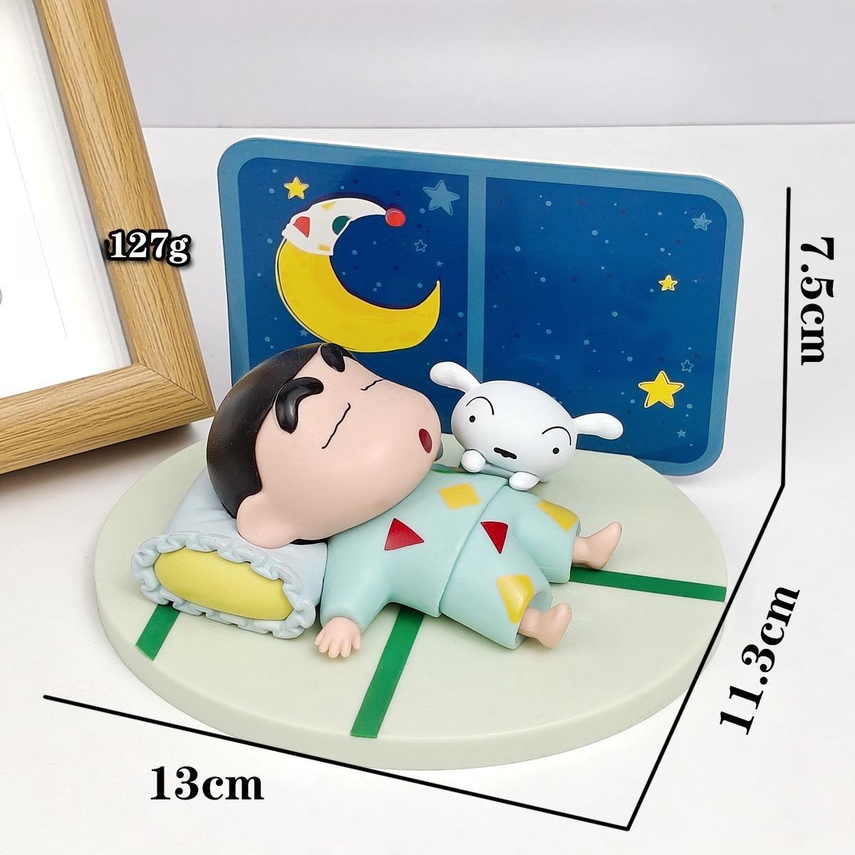 New Anime Crayon Shin-chan Action Figure PVC Collection Nohara Shinnosuke Sleep Handmade Model Kids Charm Hobby Toys