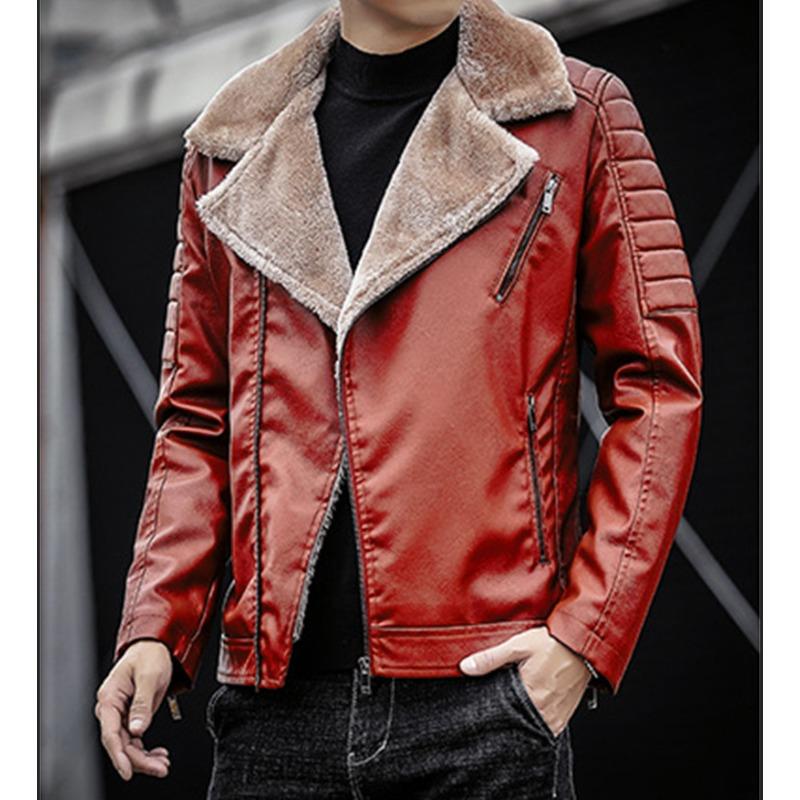 

Меховое цельное утолщенное пальто из искусственной кожи мужское пальто куртка 4XL красный