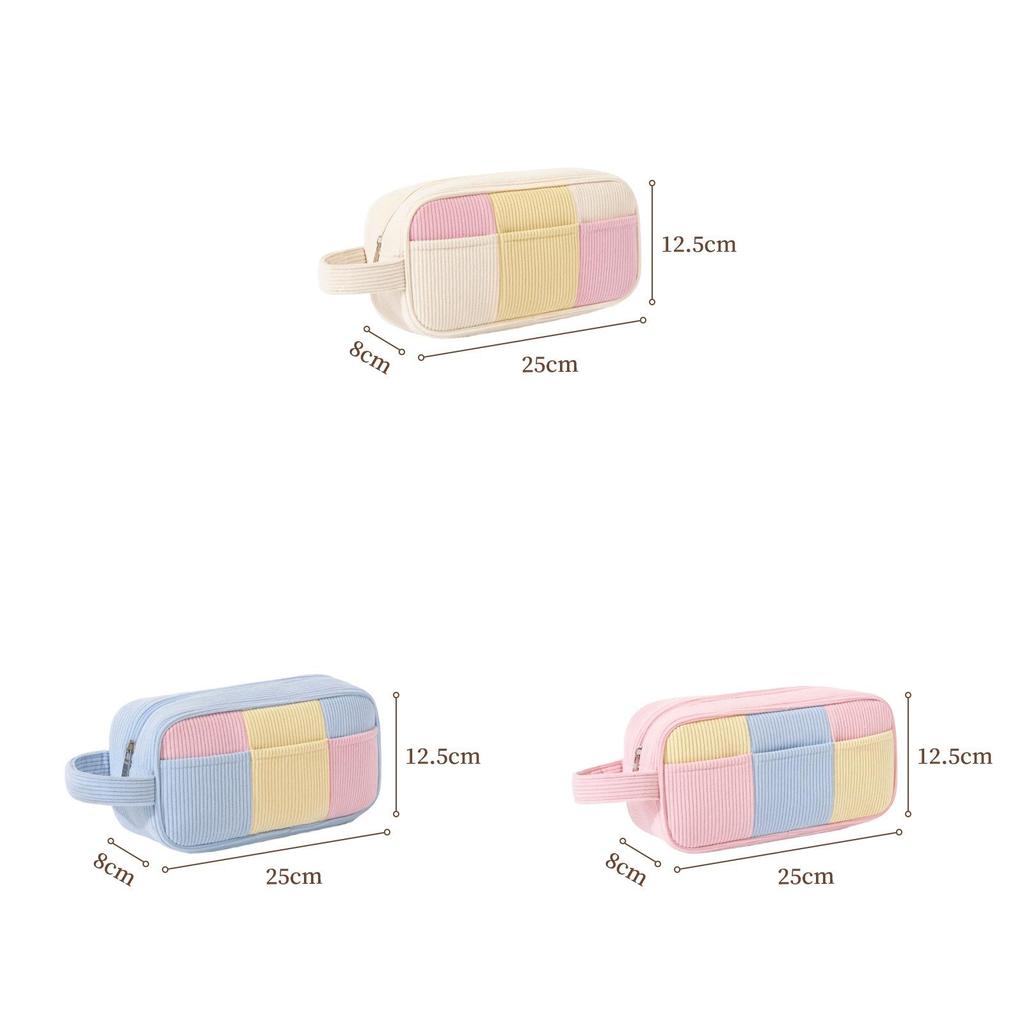 Corduroy Makeup Bag With Large Capacity For Travel And Cosmetics Storage