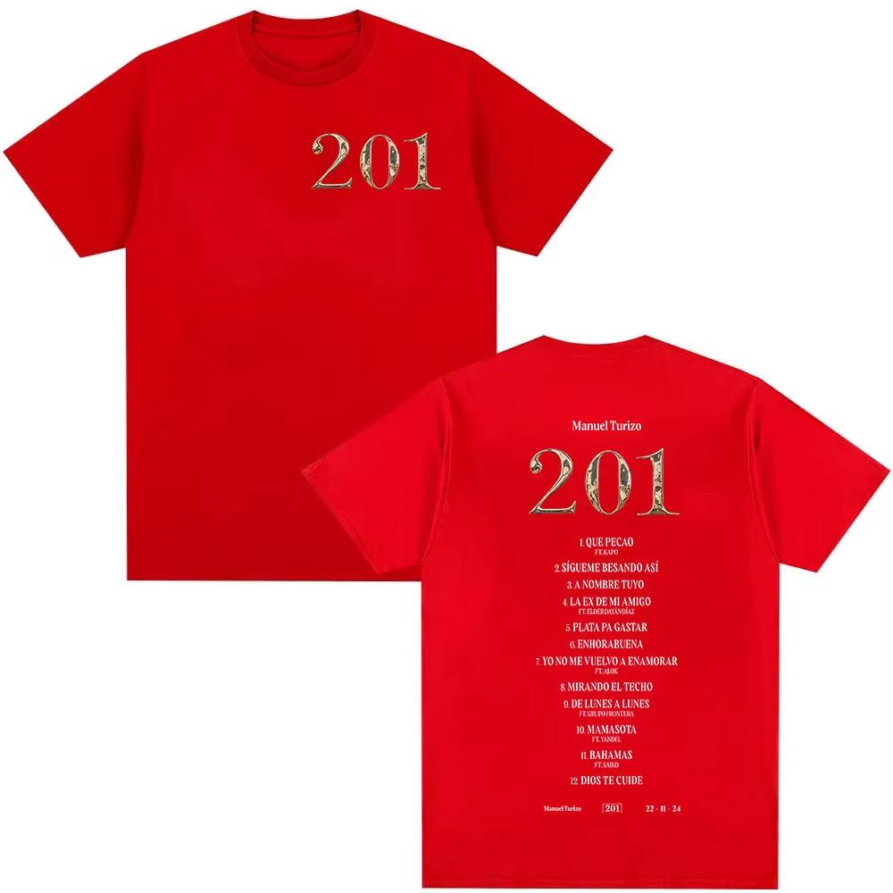Rapper Manuel Turizo 201 New Album Graphic T Shirt Men's Women Fashion Harajuku T-Shirts Vintage Oversized Cotton Tee Streetwear