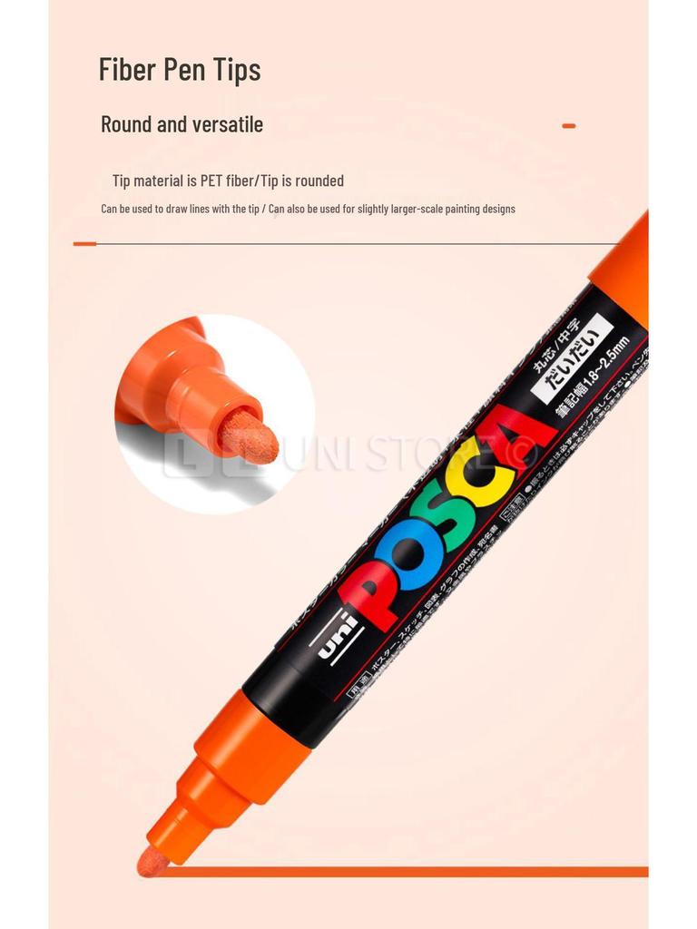 POSCA Treasure Color Acrylic Marker Set (Water-Based, PC-1M/3M/5M)