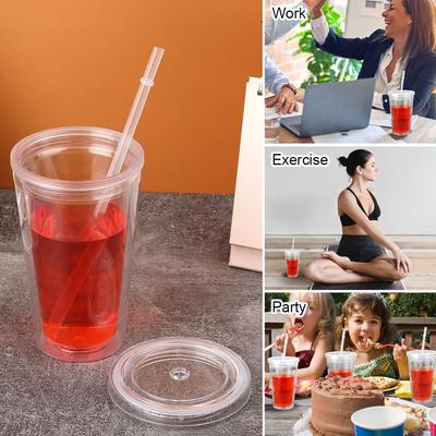 Plastic Reusable Outdoor Drinking Cup Straw Cup Water Bottle With Lid Drink Tea Milk Mug