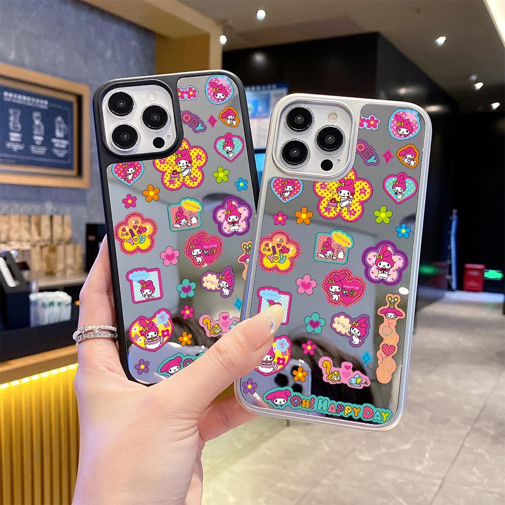 Fun and Cute Cartoon Apple 16promax Anti-drop Mobile Phone Case Mirror 15 Makeup Mirror iPhoneAIR Creative