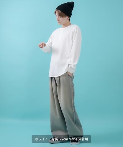 [IMPROVES] [SIDEWAYSTANCE] Waffle Henley Neck Long Sleeve T-Shirt