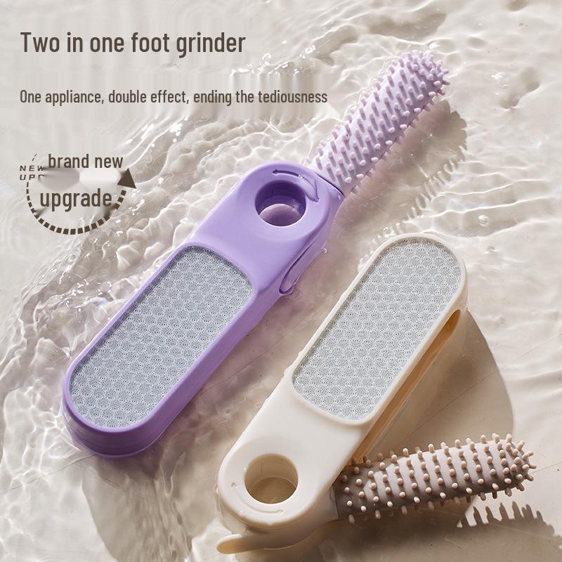 Dual-Use Foldable Foot Scrubber & Callus Remover Brush for Bathroom.