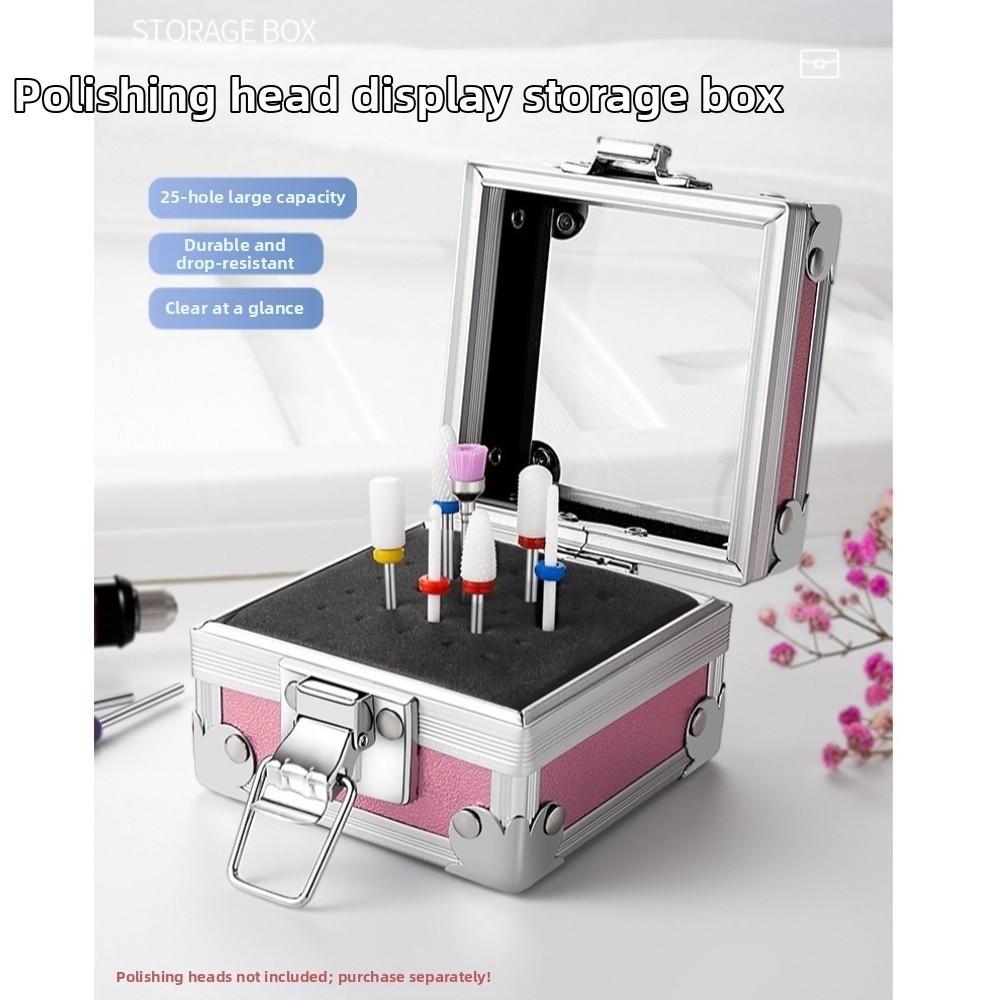 Durable Aluminum Display Storage Box Professional Nail Art Grinding Head Bit Container  Pedicure