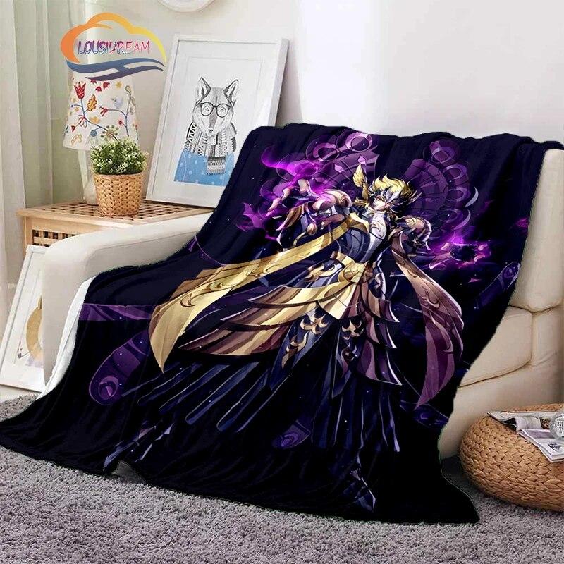 Classics Animated Character Seiya Patterned Wool Blanket Cartoon Saint Seiya Series Children Shawl and Sofa Super Soft