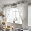 Light Filtering Sheer Curtain Panel Living Room Bedroom Balcony Window - Cross Gold Modern Minimalist