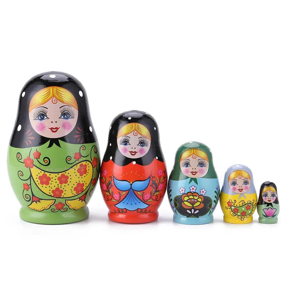 10 Floors Wooden Matryoshka Doll Safe Smooth Strawberry Flower Girl Matryoshka Doll Ornament Handmade Painted for Children Gifts