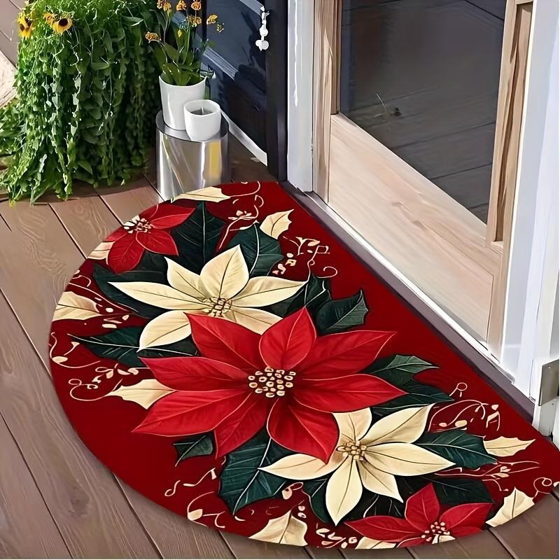 

VIKAMA Semi-Circular Floral Doormat Non-Slip Durable Entrance Courtyard Floor Mat Indoor Outdoor Area Rug Home Decor 40x60cm 16x24inch