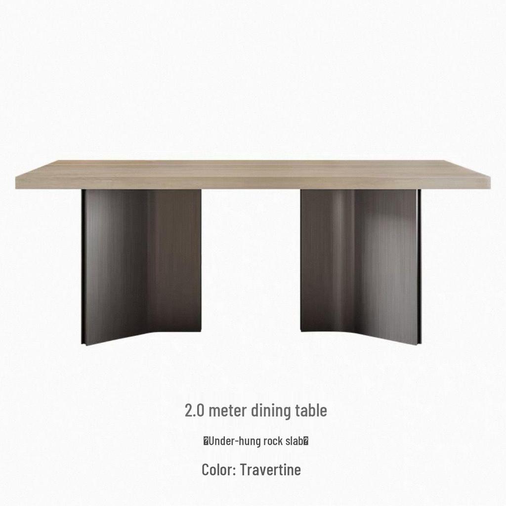 Italian Modern Retro Travertine Dining Table and Chair Set, Bauhaus Style, for Large Apartments
