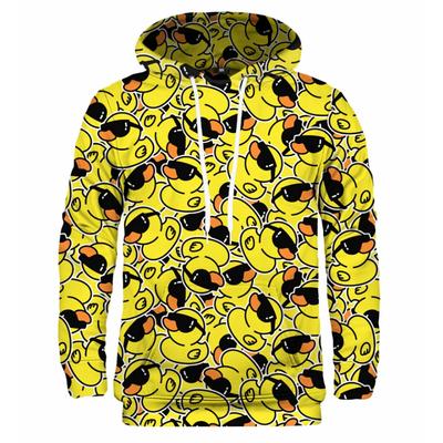 İlkbahar Sonbahar Moda Sarı Ördek Yavrusu 3D Baskı Sevimli Grafik Kapüşonlu Erkek ve Kadın Günlük Uzun Kollu Kapüşonlu Sweatshirt