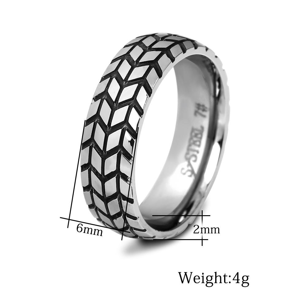 18K Gold Concave-Convex Texture Stainless Steel Tire Ring for Women