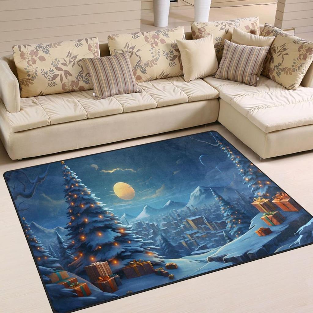 Holiday Theme Area Rug With Cartoon Santa Snowman Ghost Pumpkin Artistic Patterns Soft Carpet For Living Room Festival Decor
