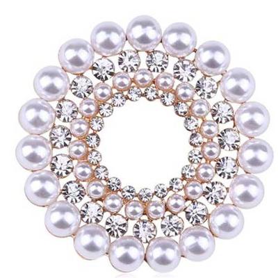 Broche Épinglette Haut de Gamme Exquise Simple Perle Quatre Cercles Strass Bouton Écharpe en Soie Accessoires Vêtements