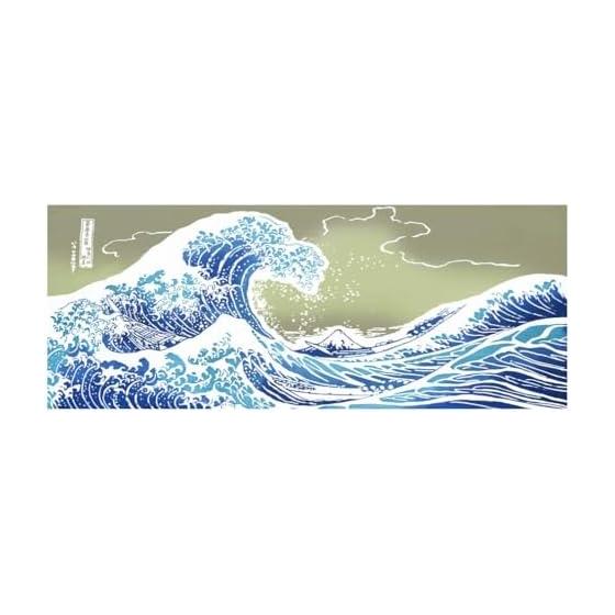 Todaya Shoten Tenugui Hand Towel, "The Great Wave off Kanagawa" by Hokusai, Chusen Dye, 100% Cotton, Approx. 37cm x 90cm