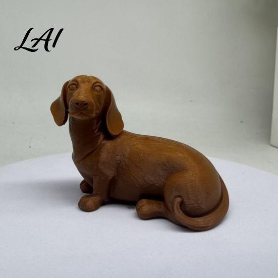 Künstlerisches Haustier-Gedenkgeschenk 3D-gedruckte Dackel-Skulptur Miniatur-Hundefigur Matt Handgefertigter Stil Figurenoberfläche Statue Ornament