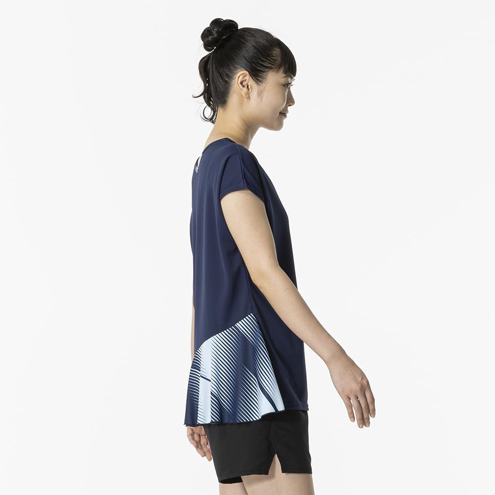 Game Pageant Size Short Dynamotion Officially Approved by the Japan Badminton Association Women's Tennis/Badminton Shirt, Blue, M, 62JAB206, Sleeve,