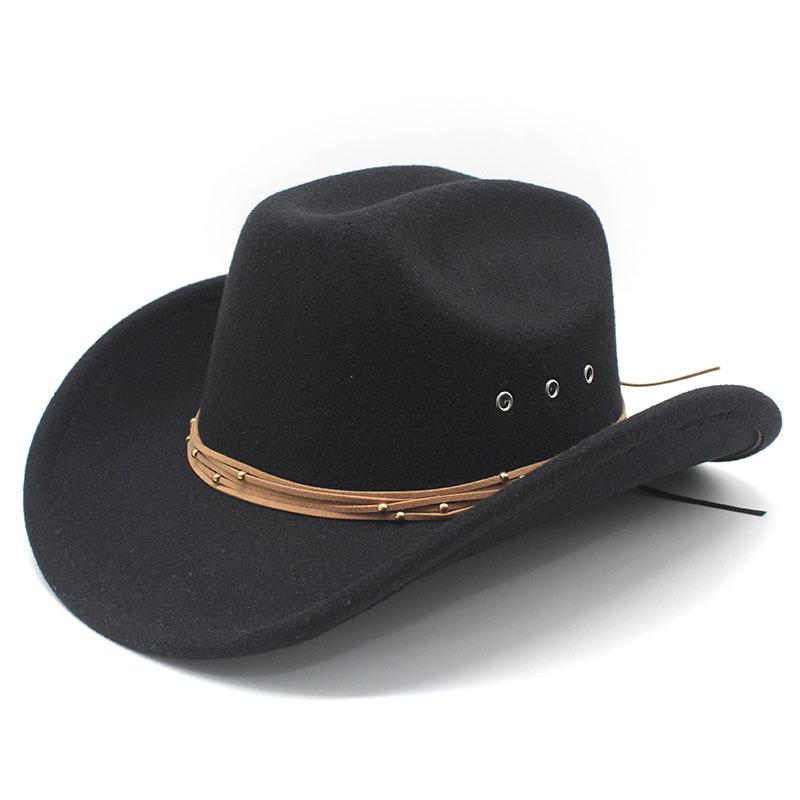 Retro autumn and winter woolen men's and women's retro western cowboy hat big edge wide edge sunshade top hat felt hat