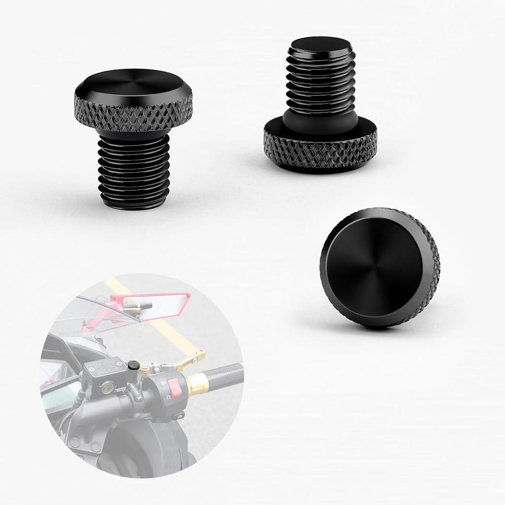 3 Pcs Motorcycle Mirror Hole Plug M10x1.25, Universal Space Aluminum Motorcycle Rear View Mirror Screws Suitable for Most Motorcycle(Honda,Yamaha,