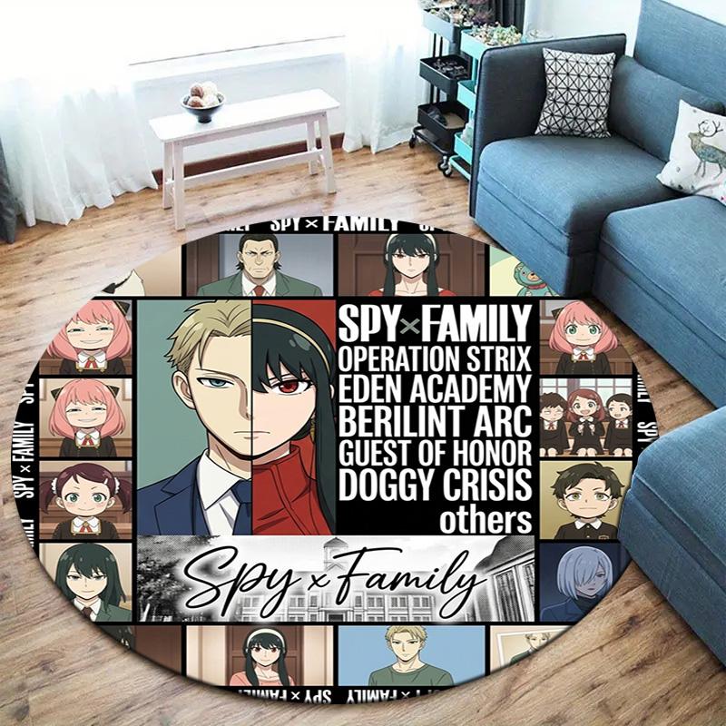 Spy Family Round Area Rug Carpet Rug For Living Room Bedroom Sofa Playroom Decor Nonslip Floor Mat