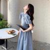 Blue New Chinese Dress, Summer Women's New Cheongsam Improved, Light and Mature, Foreign Style and Thin Long A-shaped Skirt