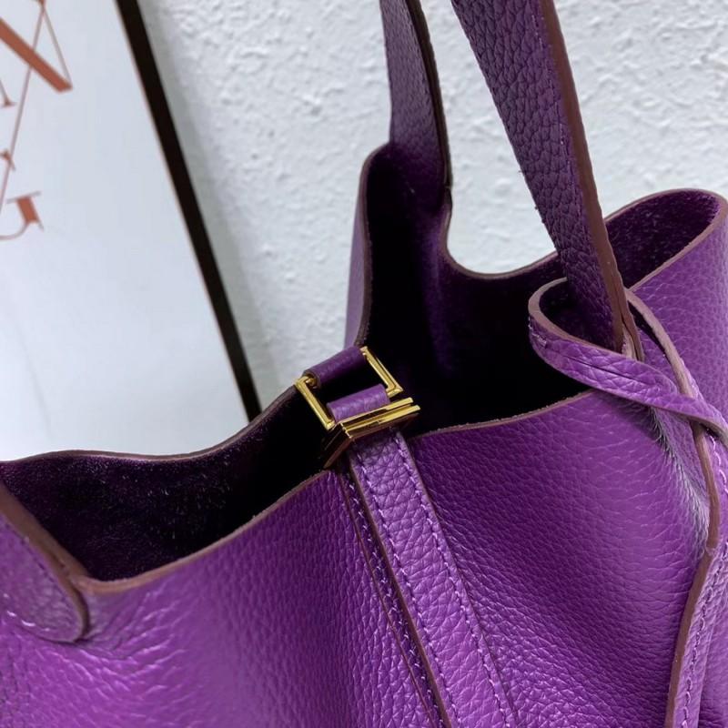 Mini Borsa a Secchiello in Vera Pelle Togo da Donna Borsa a Mano Morbida Strutturata In Vari Colori