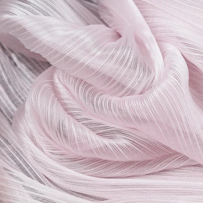 100x145cm Jasná Plisovaná Organza Látka Šít Svatební Šaty A Módní Plisované Síťoviny, DIY Tvar Pevné Designové Látky
