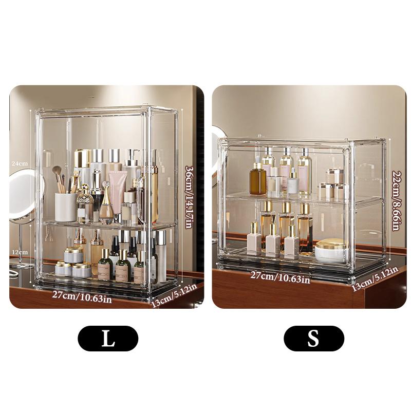 Organisateur de Maquillage en Acrylique Transparent et Grand avec Couvercle Tiroirs de Rangement Cosmétique Boîte Organisateur de Rangement en Acrylique avec Porte Magnétique