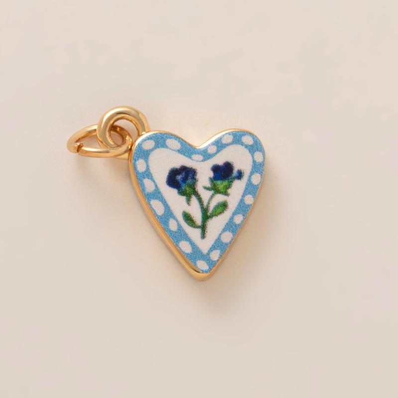 Simple And Versatile Color Blocking Butterfly Love Flower Diy Pendant Accessories Gold-Plated Color Preservation