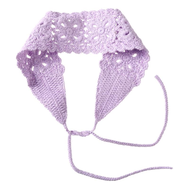 Fascia in maglia floreale estiva Turbante elasticizzato Fascia per capelli con fiore all'uncinetto Copricapo Bandane Per Ragazze Donne Accessori per capelli