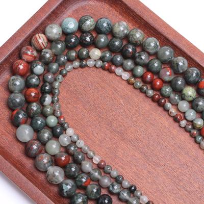 Lot de 20 à 40 perles en pierre de sang africaine de 4/6/8/10 mm pour la fabrication de bijoux, bracelets, colliers, porte-clés, accessoires