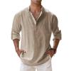 Men's Casual Loose Stand,up Collar Sweatshirt, Men's ,color Long,sleeved Cotton And Linen Shirt Top