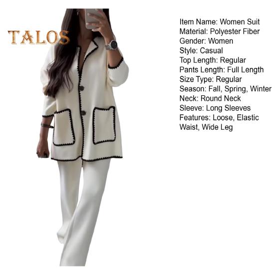 2 Teile/satz Damen Herbst Hemd Hosen Set Umlegekragen Einreihig Langen Ärmeln Patchwork Top Weites Bein Lose Hose Homewear Casual Outfit