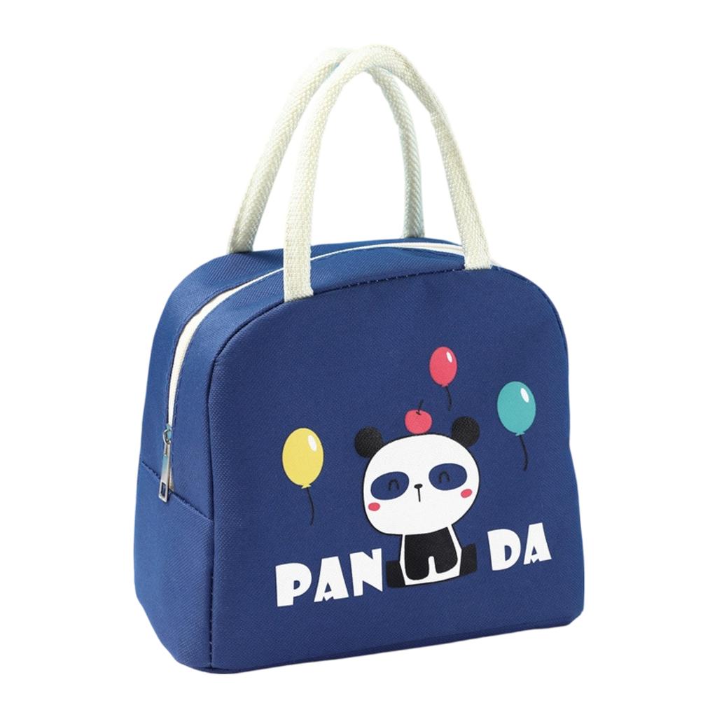 Insulated Oxford Fabric Lunch Tote Bag with Double Handles Cartoon Animal Print Soft Lunch Box for Work School Picnic Carrying