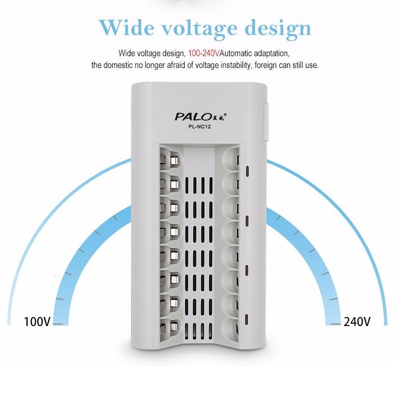 PALO Charger Original 8 Slots Charger For AA AAA Ni-MH Ni-Cd 1.2v Batteries Intelligent Rechargeable Battery Charger