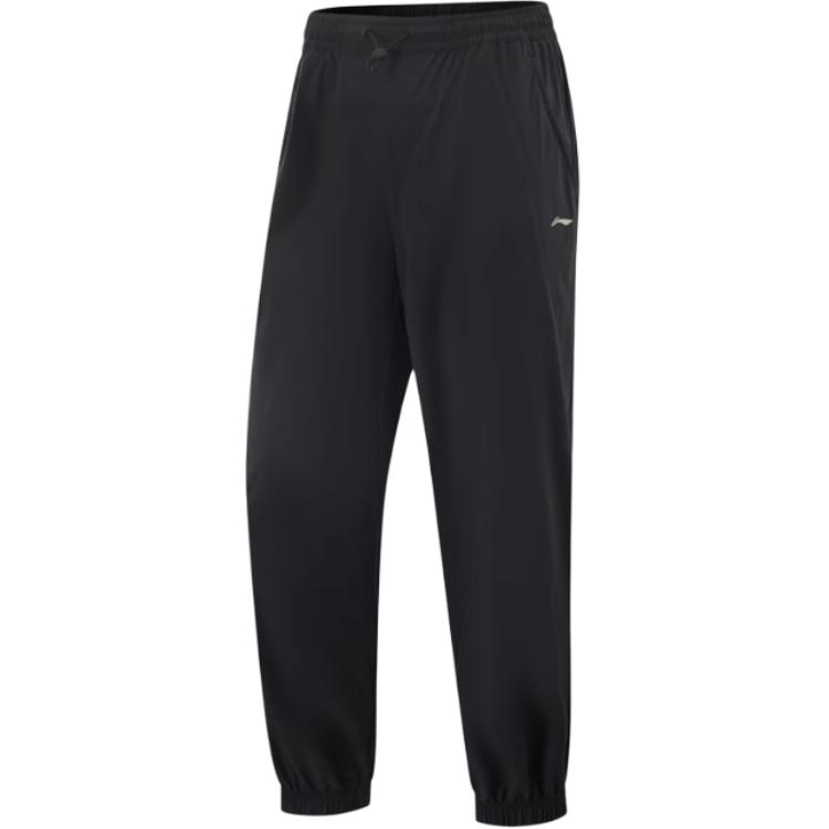 Li Ning Simple Solid Color Versatile Comfortable Knitted Sports Pants Women Bottoms Black AYKV154-1