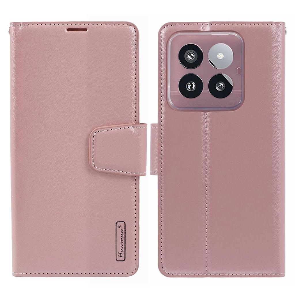 HANMAN Mill Series Cell Phone Cover for Xiaomi 14 Pro Case Phone Shell PU Leather Wallet