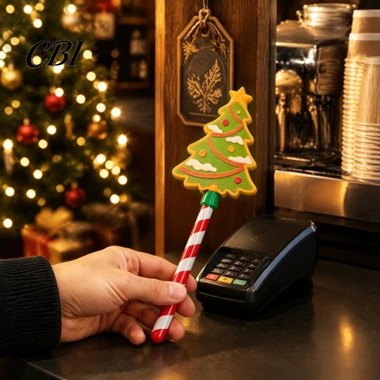 Magic Card Holder for Payment Christmas Tap-to-Pay Wand, Candy Cane Handle Credit Holder, Cute Retail Tool Self Checkout Santa Snowman Tree