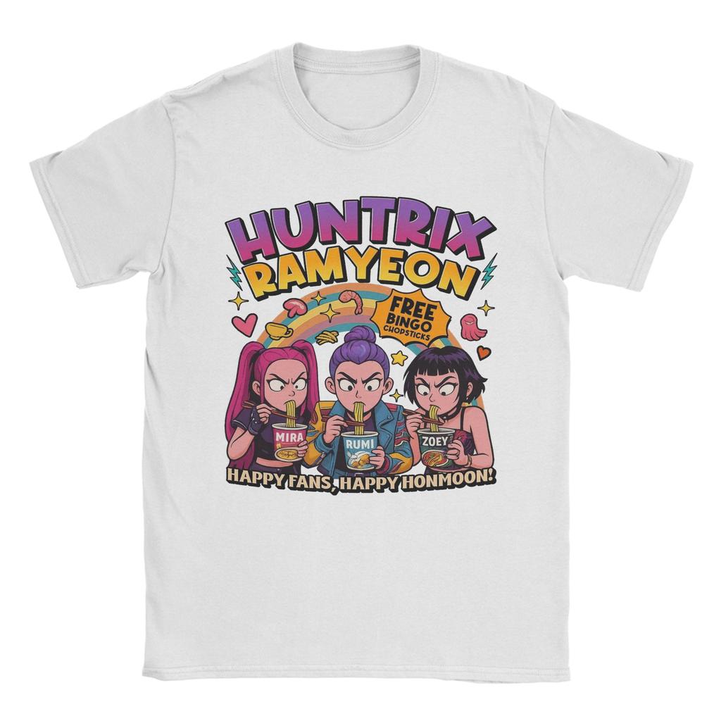 Herren T-Shirt Huntrix Ramyeon KPop Dämonenjäger Film Neuheit Baumwoll-T-Shirt Kurzarm T-Shirt Rundhals Kleidung Sommer