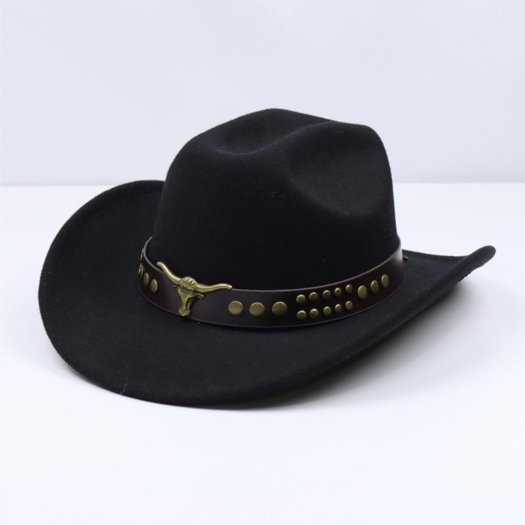 Popular cowhead jazz hat, vintage ethnic style wide-brimmed woolen hat, British gentleman's conical felt hat