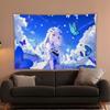 Anime Girl Printed Tapestry Tarot Card Hippie Wall Hanging Warm Room Banner Dormitory Bedroom Decoration Party Decoration