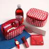 Cute Red Purple Plaid Handbag for Women, Portable Travel Makeup Pouch, Small Large Toiletry Cosmetic Bag with Zipper