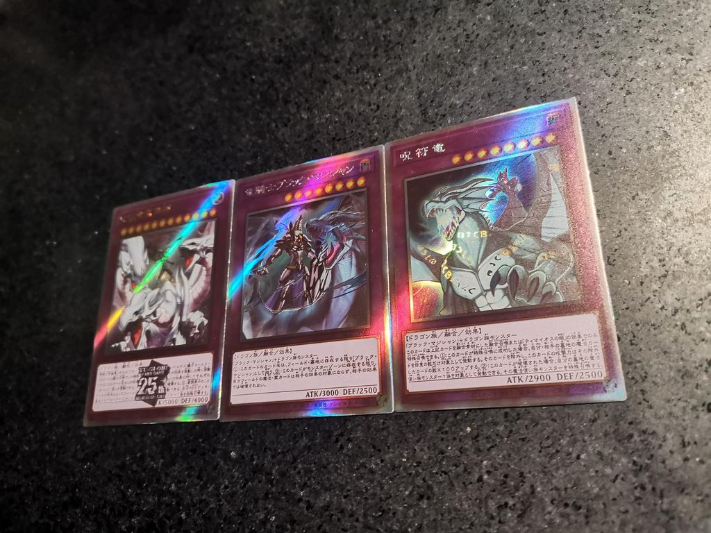 Yu-gi-oh!  3pcs/set Dark Magician the Knight of Dragon Magic diy Self-made cardCollection cards Gauze flash anime toy gift cart