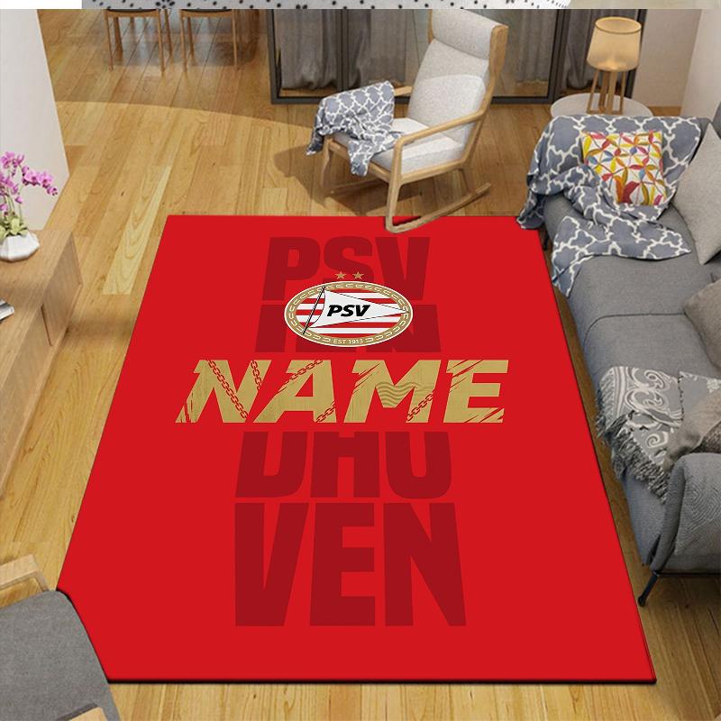 Custom Name,PSV Eindhoven Home Sofa Decoration for Living Room & Bedroom, Non‑Slip Play Flannel Floor Mat for Game Room