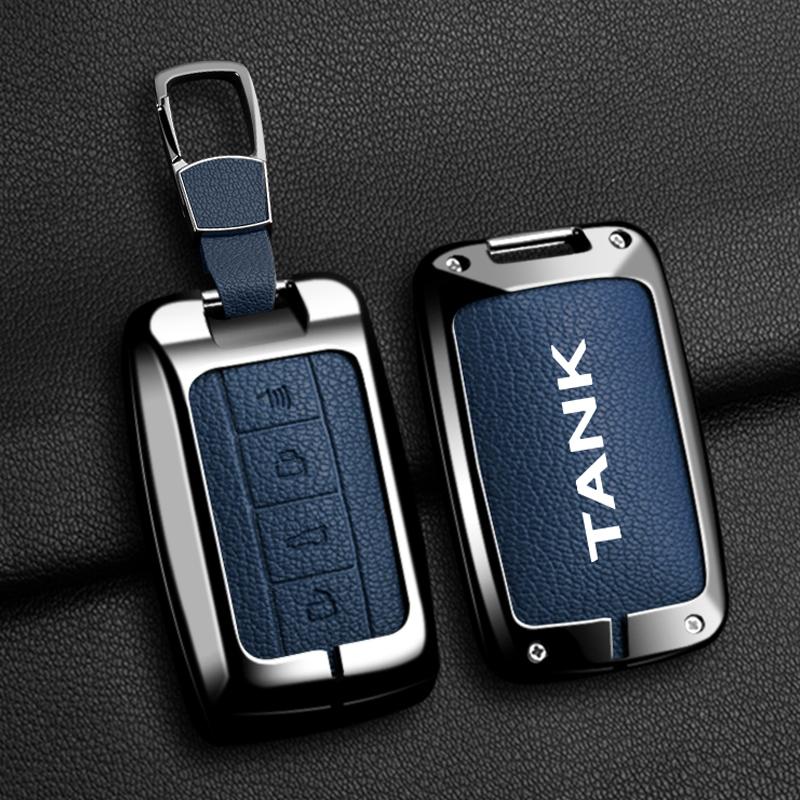 Goat Leather Car Key Case Great Wall Tank Wy Tank 300 500 Tank300 Tank500 Key Case Car Remote Key Fob Zinc Alloy Leather Protect