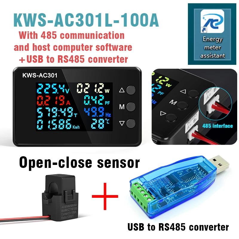 KWS-AC301 Wattmetre Güç Ölçer Voltmetre AC 50-300V Voltaj 8'i 1 Arada Çok İşlevli AC Elektrik Ölçer 0-20/100A Dedektör