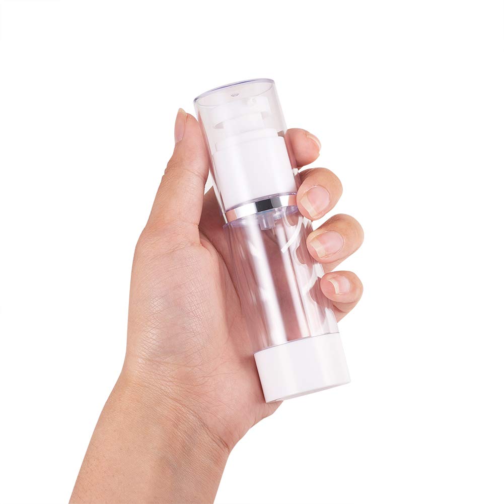 BENECREAT Set of 6 30ml Pump Bottles, Vacuum Pressed Empty Plastic Refillable Cosmetic Containers for Travel