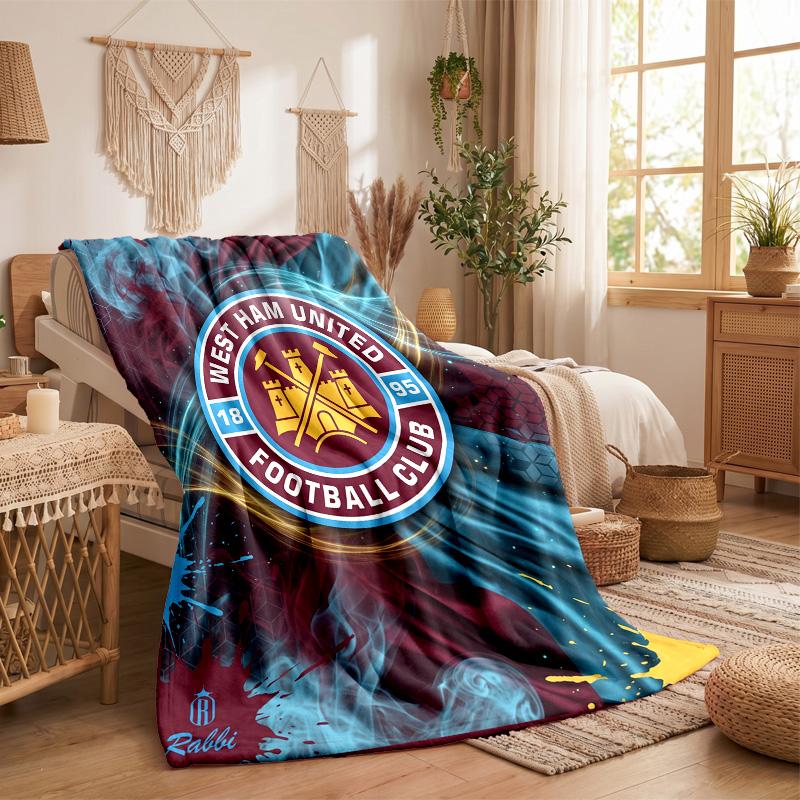 West Ham United Football Print Flannel Blanket Soft Warm Sofa Bed Throw Blanket For Home Office Bedroom