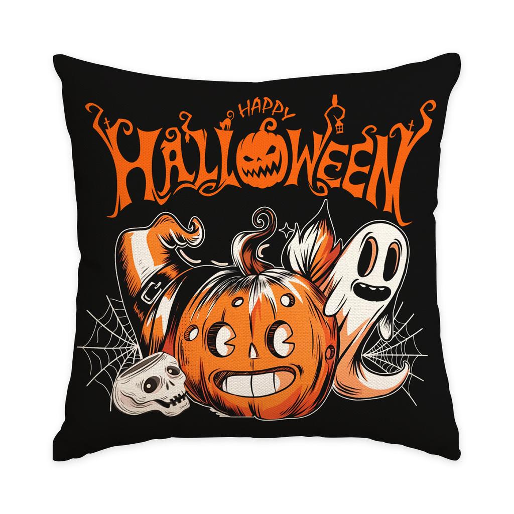 1/4Pcs Halloween Pillow Cover, Spider Web, Witch Castle, Pumpkin Pattern Printed Backrest Cover, Halloween Sofa Decoration,